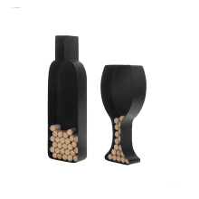 Wall mounted decorative wine bottle and glass shape wine cork holder